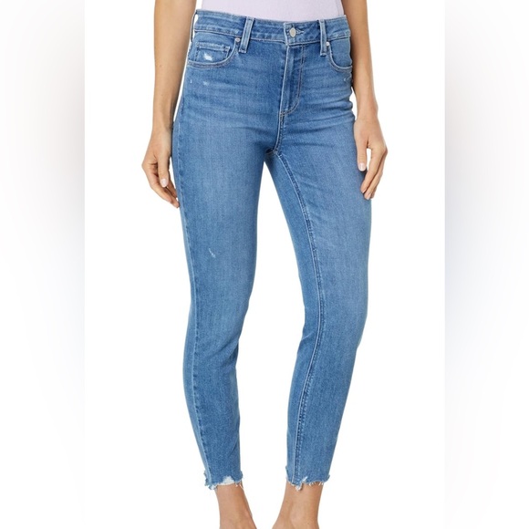 PAIGE PREMIUM DENIM HOXTON HIGH RISE SLIM CROP JEANS EMERY WASH - Picture 1 of 4